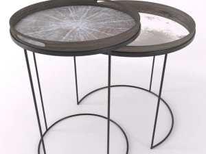 3d notre monde round tray table set 3D Model