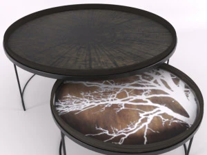 3d notre monde round tray table set 3D Model