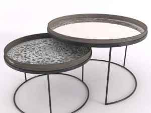3d notre monde round tray table set 3D Model