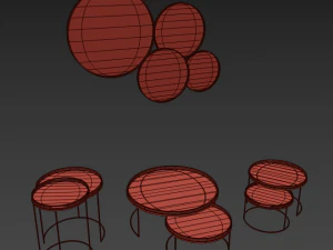 3d notre monde round tray table set 3D Model