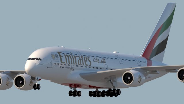 3d emirates airlines a380-861 3D 모델 .c4d .max .obj .3ds .fbx .stl .blend 