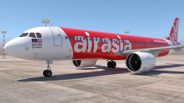 3d airasia a321 neo 3Dモデル .c4d .max .obj .3ds .fbx .stl .blend 