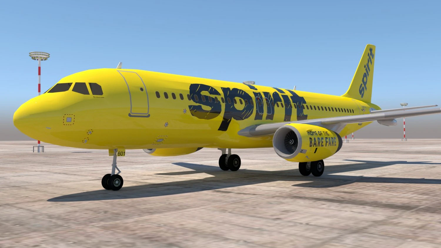3d spirit airlines a320 3D Model .c4d .max .obj .3ds .fbx .stl .blend