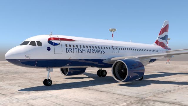 3d british airways a320 neo 3Dモデル .c4d .max .obj .3ds .fbx .stl .blend 
