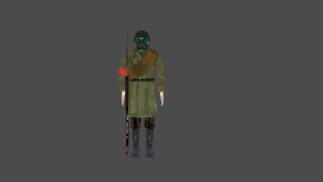 regullar soldier with soviet symbols and bayonet Model 3D .c4d .max .obj .3ds .fbx .stl .blend 