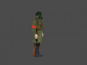 regullar soldier with soviet symbols and bayonet Model 3D
