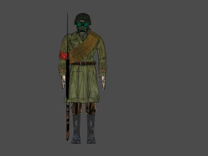 regullar soldier with soviet symbols and bayonet 3D Model