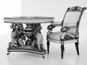 table and chair Modèle 3D