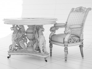 table and chair Modèle 3D