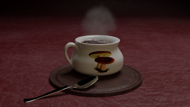 soup pot and a metalic spoon 3D Model .c4d .max .obj .3ds .fbx .stl .blend