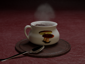 soup pot and a metalic spoon Modèle 3D