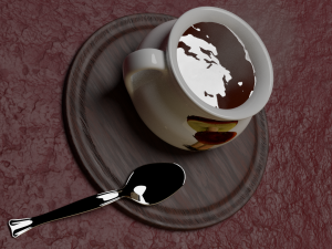 soup pot and a metalic spoon 3D Model