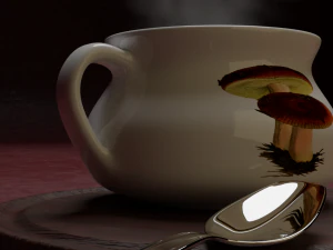 soup pot and a metalic spoon 3D Model