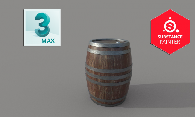 Wooden Barrel -low poly Modelo 3D .c4d .max .obj .3ds .fbx .stl .blend 