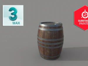 लकड़ी का बैरल-लो पॉली 3D मॉडल