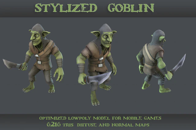 гоблин 3D Модель .c4d .max .obj .3ds .fbx .stl .blend 