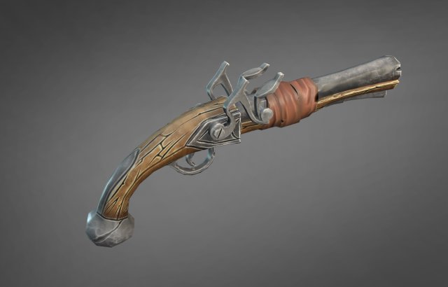 stylized pirate pistol 3D Model .c4d .max .obj .3ds .fbx .stl .blend 