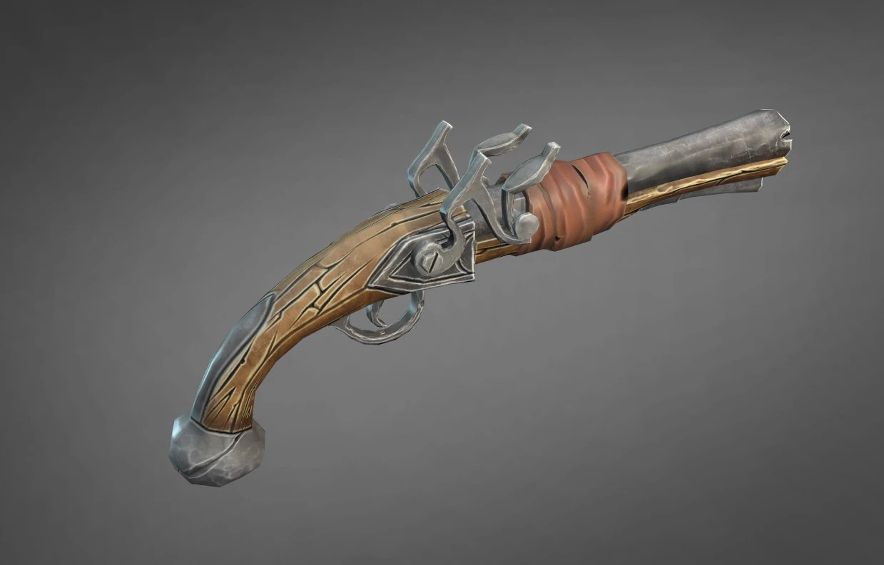 stylized pirate pistol 3D Model .c4d .max .obj .3ds .fbx .stl .blend