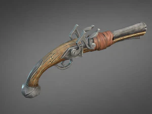 стилизованный пиратский пистолет 3D Модель