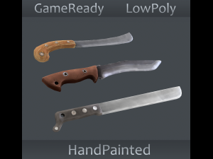 stylized machete pack 3D Model