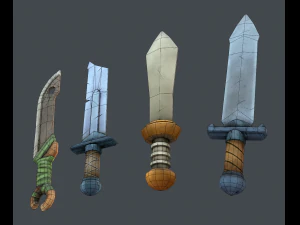 stylized sword set 3D Model