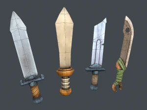 stylized sword set 3D Model