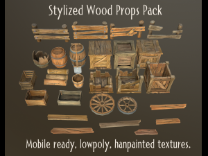 stylized wood props pack 3D मॉडल
