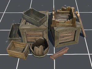 stylized wood props pack 3D Model