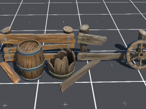 stylized wood props pack Modèle 3D