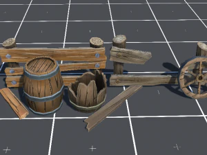 stylized wood props pack 3D Model