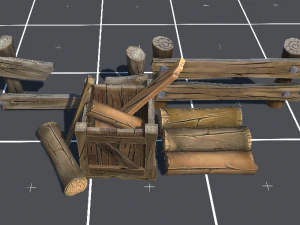 stylized wood props pack 3D Model