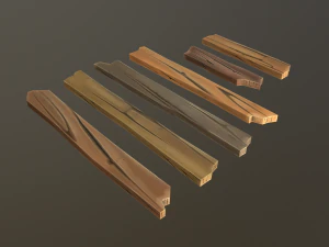 stylized wood props pack 3D Model