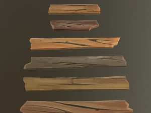 stylized wood props pack 3D Model