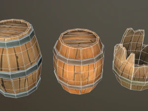 stylized wood props pack 3D Model