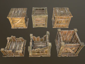 stylized wood props pack 3D Model