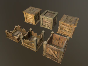 stylized wood props pack 3D Model