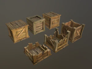 stylized wood props pack 3D Model