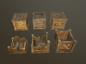 stylized wood props pack 3D Model