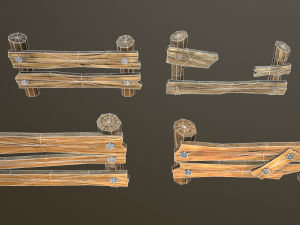 stylized wood props pack Modèle 3D