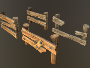 stylized wood props pack Modèle 3D