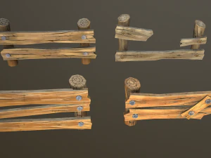 stylized wood props pack 3D Model