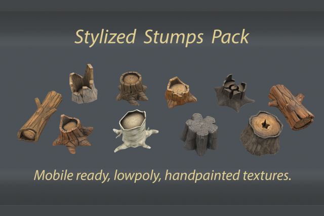 stylized stumps pack 3D-Modell .c4d .max .obj .3ds .fbx .stl .blend 