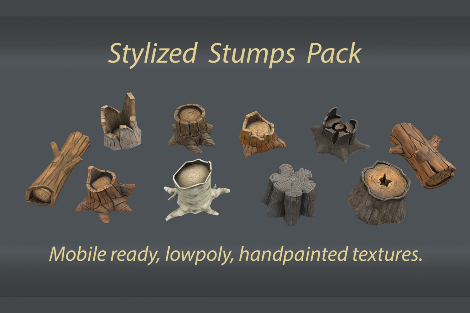 stylized stumps pack 3D Model .c4d .max .obj .3ds .fbx .stl .blend 