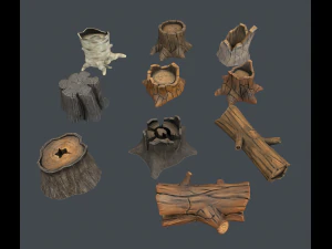 stylized stumps pack 3D Model