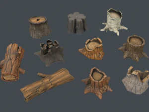 stylized stumps pack 3D Model