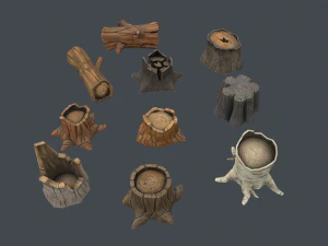 stylized stumps pack 3D Model