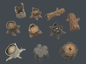 stylized stumps pack 3D Model