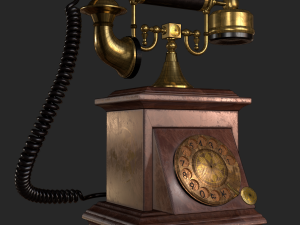 old antique phone pbr low poly Modelo 3D