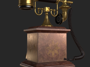 old antique phone pbr low poly Modelo 3D