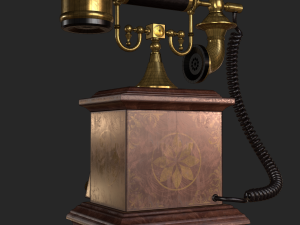 old antique phone pbr low poly Modelo 3D
